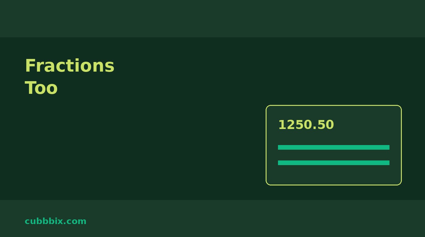 Dark green graphic with a cheque and the words Fractions Too