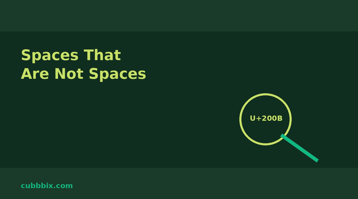 Dark green graphic with a magnifier and the words Not A Space