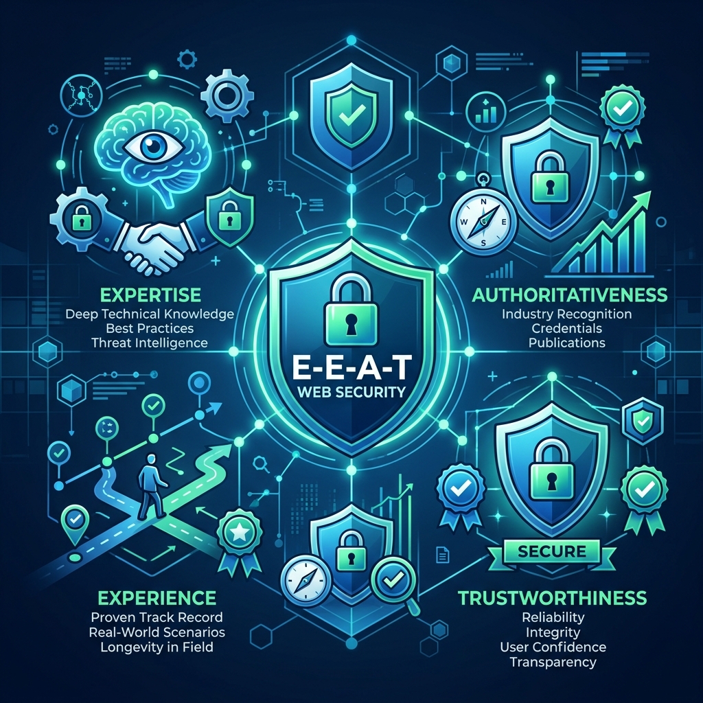 Conceptual illustration of E-E-A-T and Web Security