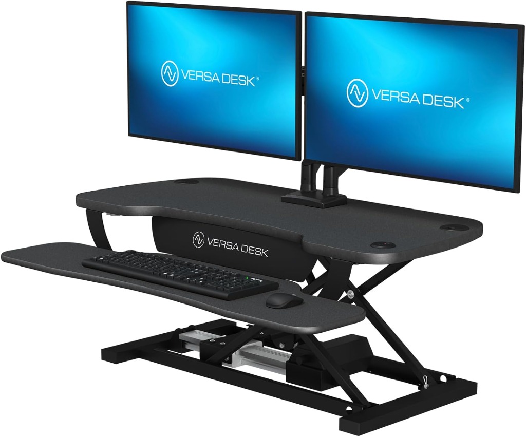 Standing Desk Converter with Dual Monitor Setup