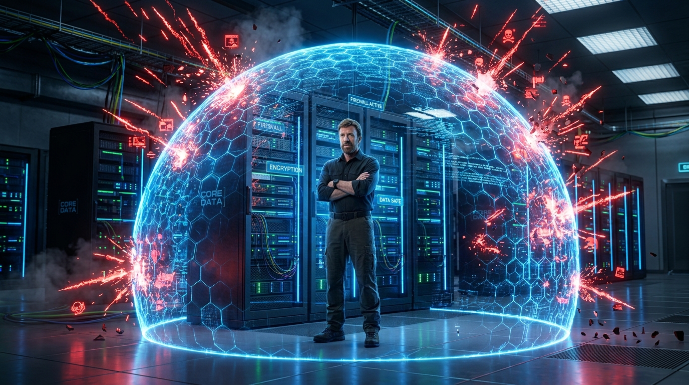 Chuck Norris Cybersecurity Firewall Shield