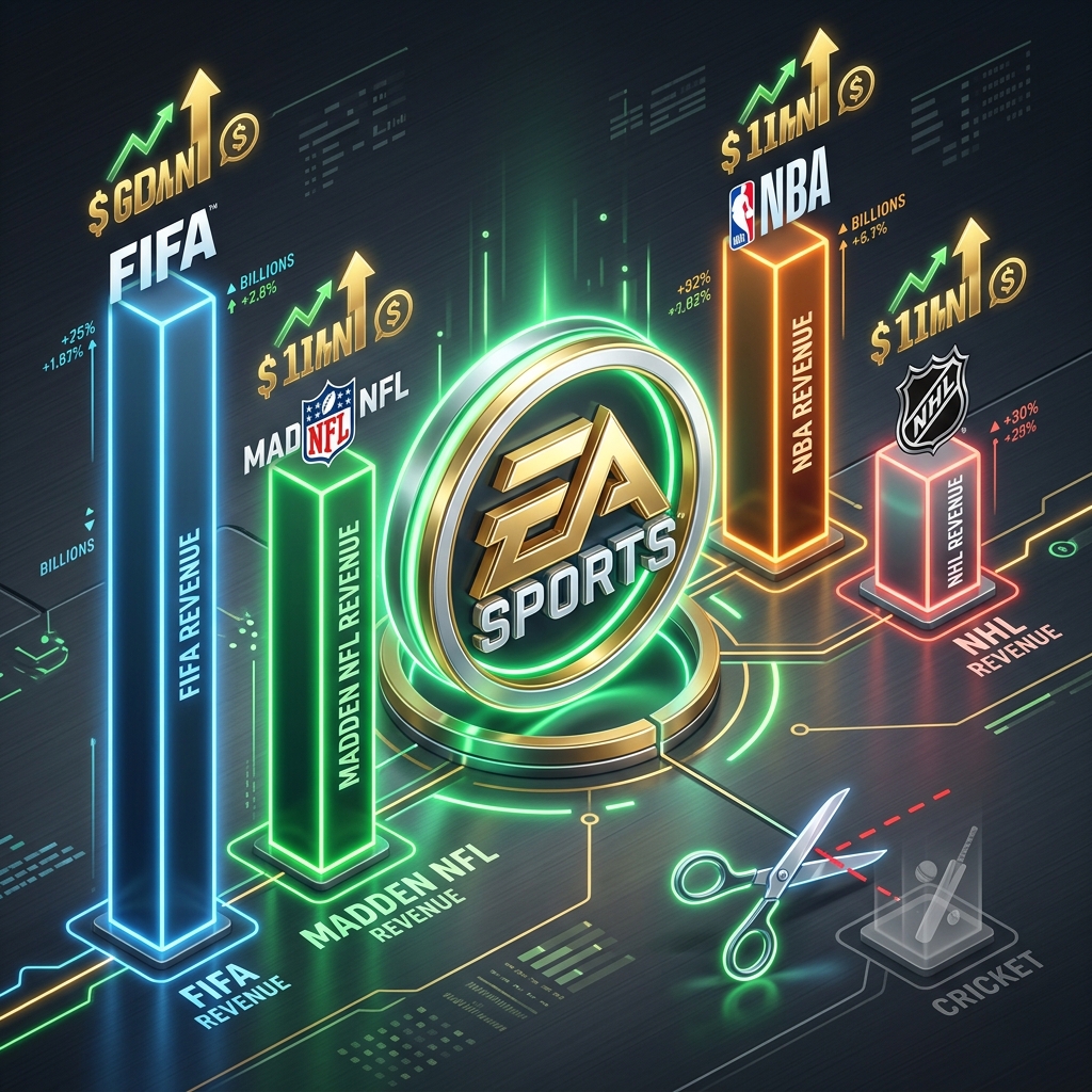 EA Sports revenue by franchise showing cricket being cut