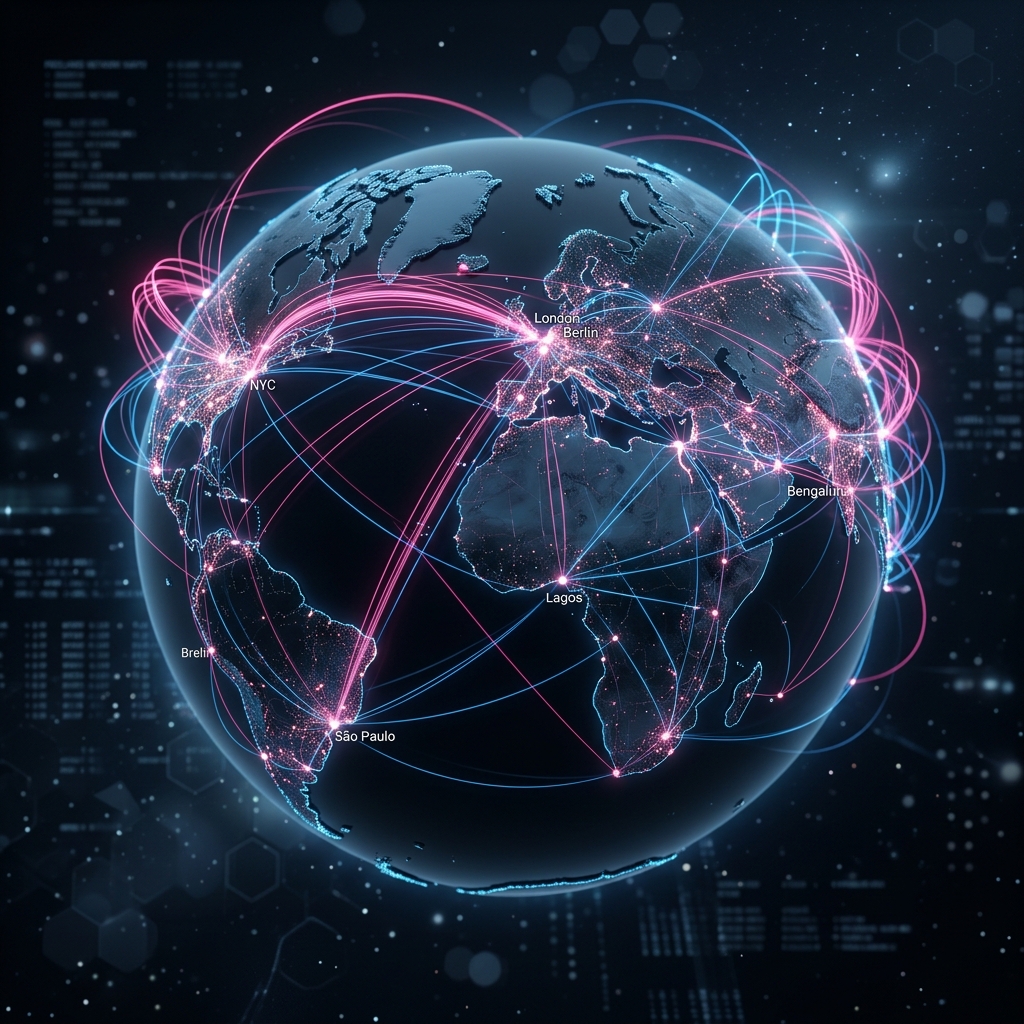 Abstract map explaining the freelancer online economy
