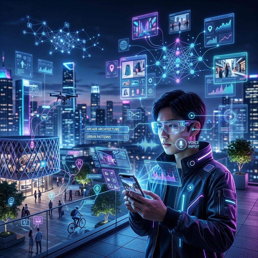 Futuristic augmented reality and AI-powered image search visualization