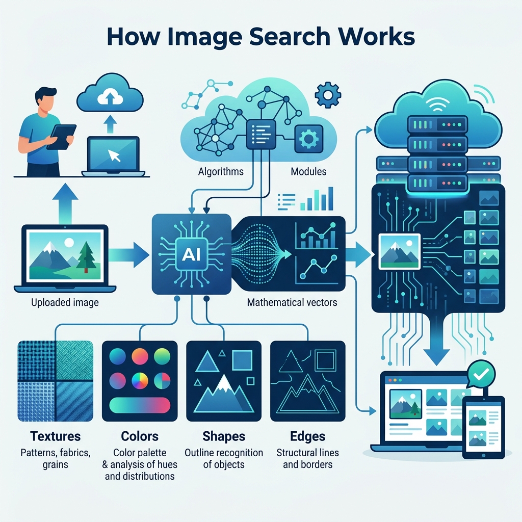 How image search works - AI processing pipeline from upload to results