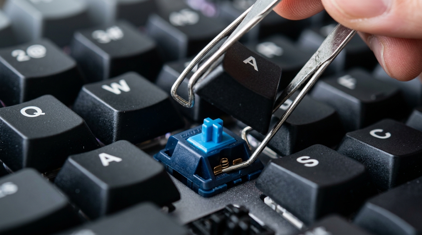 Removing Mechanical Keycaps with Puller Tool