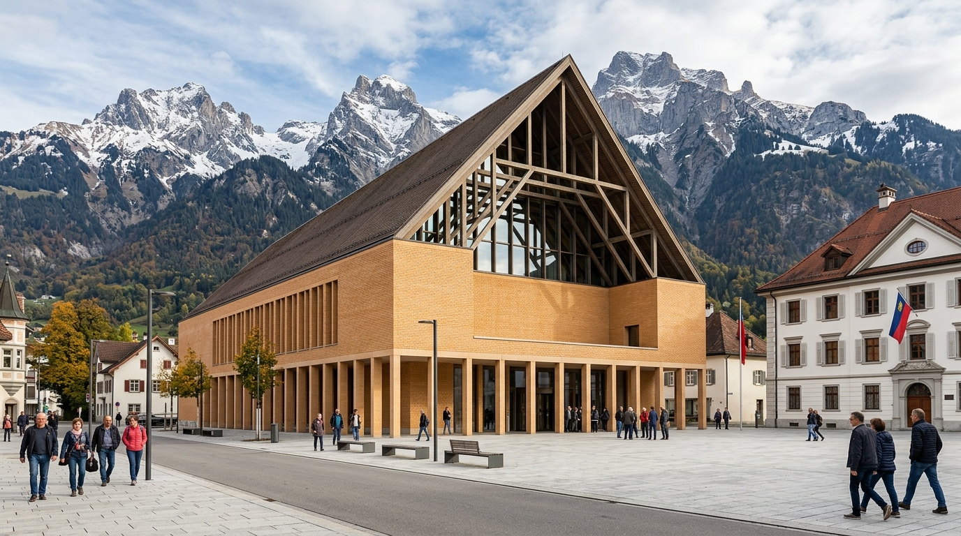 Landtag parliament building in Vaduz where progressive digital asset legislation and technology laws are enacted