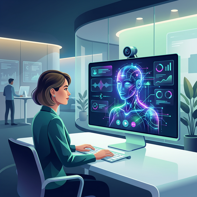 Futuristic AI-driven video interview process on Mercor