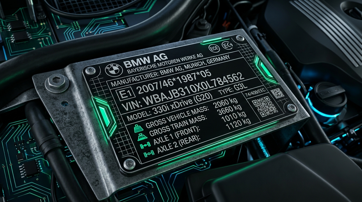 Plaque constructeur avec numéro d'homologation CE et VIN